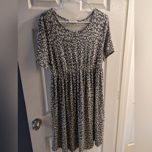 Grey/White Leopard Print Dress
